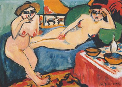 Dos desnudos en un sofá azul de Ernst Ludwig Kirchner